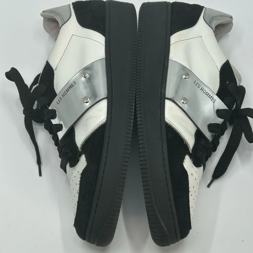 Les Hommes Black and White Men's Sneakers